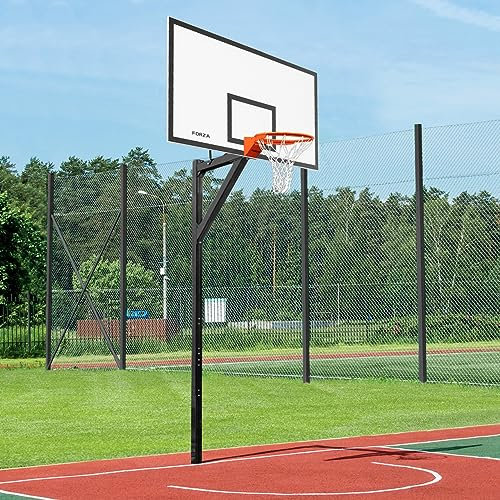 FORZA Alu80 Basketballkorb mit Bodenhülsen | 2X Größe des Korbbretts | Robust & Freistehend (Mit Polsterung, Korbbrett Training (120cm x 90cm) ohne Bodenhülsen)