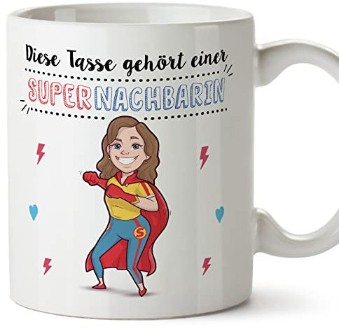 Mugffins Tassen/Becher mit Spruch für NACHBARIN - Auf Deutsch - Superfamilie - 11 oz / 330 ml - originelles und lustiges Geschenk