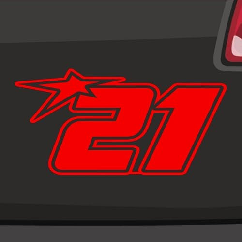 Generisch Startnummer 21 Aufkleber Motorrad Auto Zahl MTB Rennen Stern Start Race 46x23cm Farbe: Neonrot