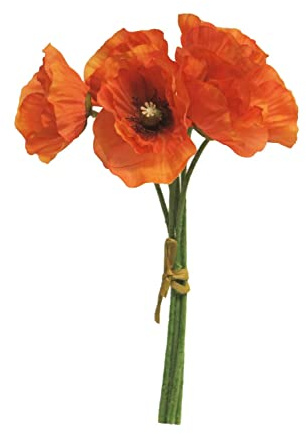 artplants.de Kunst Mohnblumen Bund Xiong, orange, 30 cm | Kunstblumen Strauß