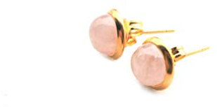 Ohrringe Rosenquarz Ohrstecker gold vergoldet, Naturstein, Edelstein, Schmuck