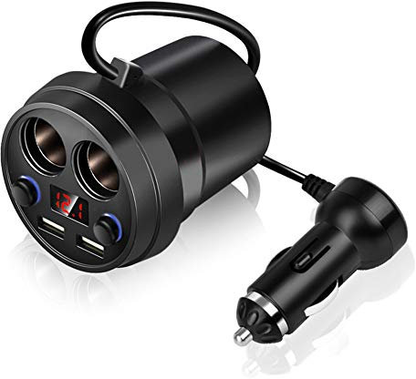 Qinoc Cup Autoladegerät Modell Mp 3U2S Getränkehalter USB-Ladegerät Abs + PC Cup Dual-USB-Autoladegerät mit Draht Multifunktions-Zigarettenanzünder für Telefon Tablet PC