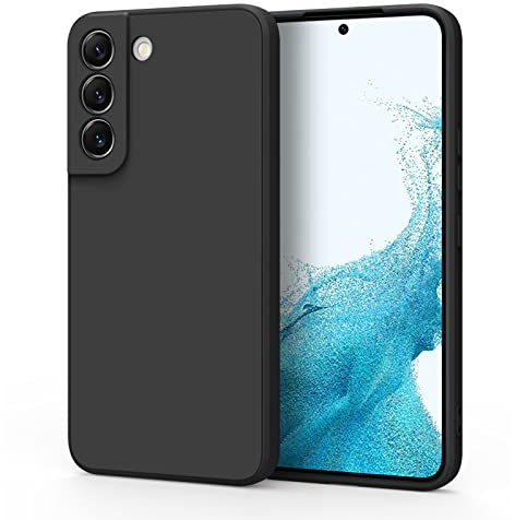 Mugust Custodia per Samsung Galaxy S22 Cover in Silicone Liquido Ultra Sottile con Rivestimento in Morbido Tessuto in Microfibra, Custodia Protettiva Compatibile con Samsung Galaxy S22 5G (Nero)