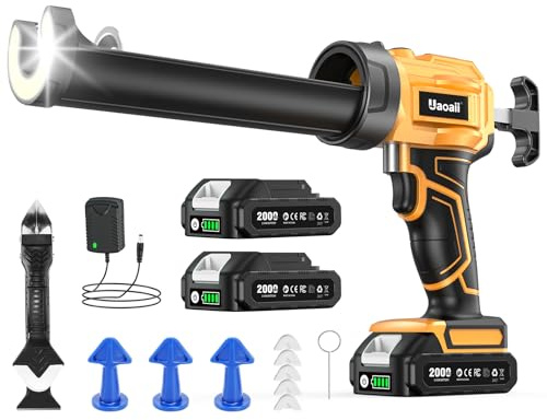 Uaoaii Electric Caulking Gun, Cordless Caulk Gun with 2x 2.0Ah Batteries