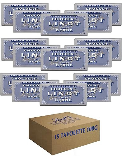 Lindt Tavoletta Classica Cioccolato Fondente, formato 100g - 15 pezzi