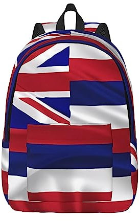PartyUnix Flagge von Hawaii Amerikanische einfache lässige Canvas-Umhängetasche =>> Robust und langlebig, stilvoll und leicht, geeignet für Männer, Frauen, Schwarz , M