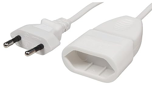 MC Power - Netzkabel Verlängerungskabel 1 Meter | Verlängerung Eurostecker - Euro-Kupplung Typ-C Steckdosenverlängerung für PC Computer, Monitor, Lampen weiß