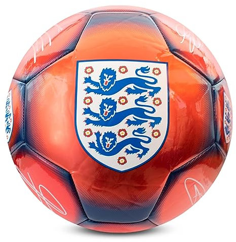 Hy-Pro Officially Licensed England FA Classic Signature Football | Metallic, Size 5, Training, Match, Merchandise, Collectible For Kids and Adults, Red/Blue
