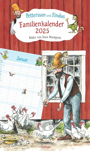 Pettersson und Findus. Familienkalender 2025: Liebevoll illustrierter Wandkalender mit 5 Spalten, Ferienübersicht, Feiertagen und Kalenderwochen