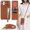 Zouzt for iPhone 11 Case with Cord and Card Holde, Zipper Wallet Case with Crossbody Lanyard Ring Adjustable Necklace Protective Cover Women for iPhone 11 6.1 Inch - Brown