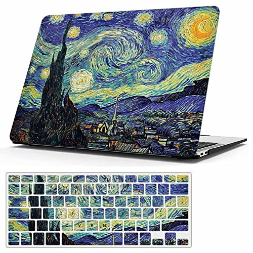 MonsDirect Kompatibel mit MacBook Air 15 Zoll Hülle 2023 2024 Release M3 A3114 M2 A2941 mit Liquid Retina Display & Touch ID, schlanke Schutzhülle aus Kunststoff und Tastaturabdeckung, Sternennacht