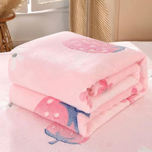 Hixingo Reine Farbe Kuscheldecke Fleecedecke Wolldecke, Mikrofaser Sofa Überwurfdecke Kinder Kuscheldecke Flauschig Sofadecke, Weich Sofaüberwurf Couchdecke (180x200cm,Rosa Erdbeere)
