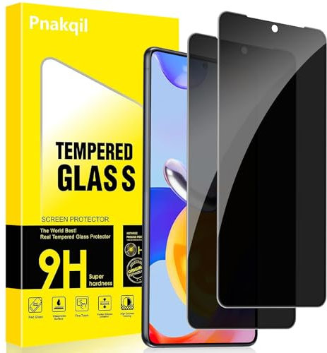 Pnakqil Protector Pantalla de Privacidad para Xiaomi Redmi Note 11 Pro Cristal Templado,Vidrio Película Antiespia Anti-Spy,Dureza 9H Antiarañazos Sin Burbujas Privacy Screen Protector,2 Unidades