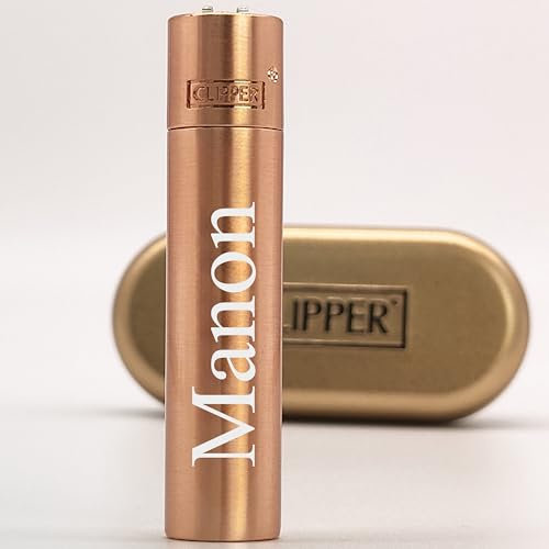 KDO MAGIC - Clipper personnalisé - Briquet en métal gravé avec Un prénom - Boite Coffret Cadeau - Pierre Changeable - Plusieurs Coloris