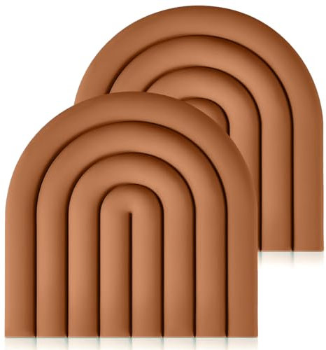 Tarocat Silikon Topflappen Topfuntersetzer, 2 Stück Topf Untersetzer aus Silikon, Silikon Untersetzer, Multifunktionale Topf Untersetzer, Braun (15x15cm)