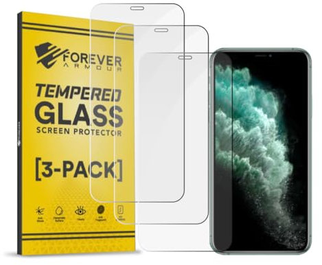 Forever Armour Tempered Glass Screen Protector for iPhone 11 Pro MAX, XS MAX 6.5 Premium Clear Tempered Glass Technology, 9H-Hardness, HD Clarity 3-Pack