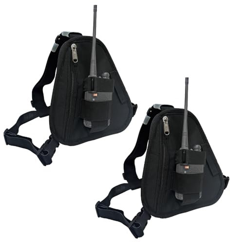JoyRole Radio Vest Chest Harness Holster Chest Pack Adjustable Two-Way Radio Holster for Baofeng Motorola Kenwood Walkie Talkies etc.2Pack