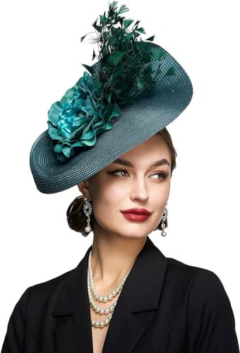 Generic Tocado de plumas para fiesta de té, sombrero de Kentucky, para cóctel, boda, Derby, sombrero de paja, GN 1, Talla única