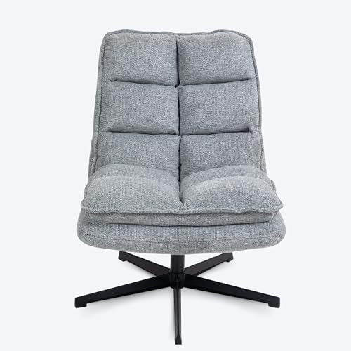 MEUBLE COSY Sessel 360° Drehbar Einzelsofa Faltbar Loungesessel Relaxsessel mit Armlehne Design Drehsessel, Metallbeine, für Wohnzimmer Schlafzimmer, Grau, 65x79.5x85cm