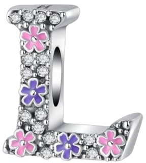 GOUWO Letter L Charm Fit for Pandora Bracelets and Necklaces 925 Silver Charm Bead for Women Birthday Gift For Friends Charms Jewelry for Mother