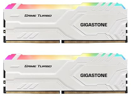 【RGB RAM DDR4】GIGASTONE Game TURBO 16GBx2 (32GB Kit) DDR4 3600MHz PC4-28800 CL 18-22-22-42 XMP 2.0 AMD Ryzen 1.35V UDIMM 288 pin unbuffered non-ECC desktop alte prestazioni Memoria-Bianco