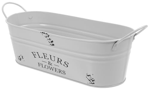 Yardwe Retro-blumentopf Aus Eisen Vintage-blumenarrangement-behälter Metall-blumeneimer Ovaler Übertopf Für Heimdekoration