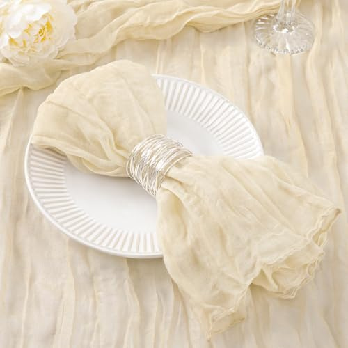 DeZerlor Seihtuch-Servietten, waschbar, Sommer-Servietten, 50 Stück, Baumwolle, Gaze, 53,3 x 53,3 cm, für Hochzeit, Brautparty, Abendessen, Garten, Party, Dekoration, 50 Stück