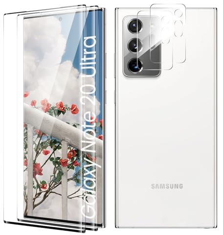 TECHO Screen Protector for Samsung Galaxy Note 20 Ultra - HD Clear Tempered Glass with 9H Hardness, Anti-Scratch, 2 Pack + 2 Camera Lens Protection