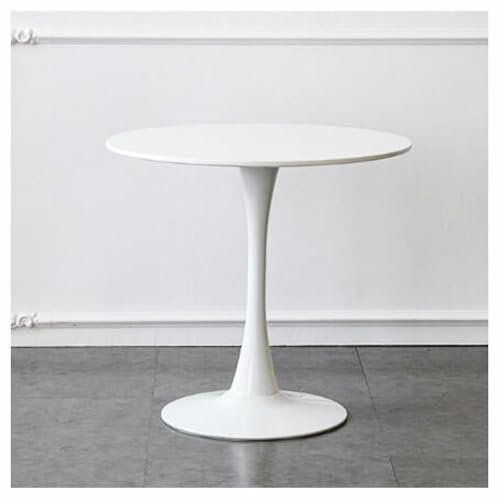 Moderner runder Bistrotisch mit weißer MDF-Platte, 70 cm, Tulpenform, Esstisch, für kleine Küche, Esszimmer und Wohnzimmer