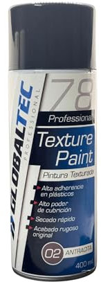 GLOBALTEC PROFESSIONAL Pintura Texturizada Antracita – Spray 400 ml para Parachoques y Plásticos de Coche – Acabado Rugoso Profesional, Alta Adherencia y Resistencia UV