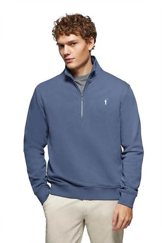 Polo Club Felpa Uomo con Cerniera e Collo Alto - Sweatshirt Zipper Senza Cappuccio Lavoro 100% Cotone