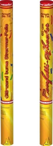 NICO Konfetti-Shooter, 60 cm, Bunt Metallic, Wasserfest, Schussweite bis 7 m