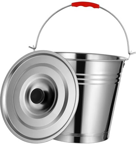 DECOMELODY Edelstahl Kohleeimer Mit Deckel Öl Lagerbehälter Großer Multifunktionaler Ascheeimer Für Küche Grill Kamin Gartennutzung