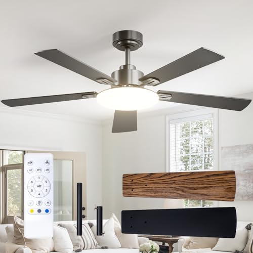 Passky Ventilatore da Soffitto con Luce LED Telecomando 132cm Nero