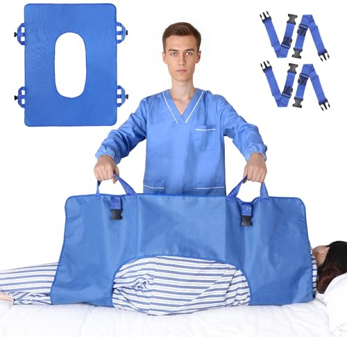 Fanwer 109 cm x 81 cm Gleittuch, 4 Verstärkten Griffen, Gewicht 150kg | Transferlaken zum Drehen, Heben, für ältere Menschen, Patienten, für zu Hause und im Krankenhaus