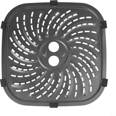 Grillplatte für Heißluftfritteuse 8QT aus Karbonstahl mit doppelter Antihaftbeschichtung und Griff, für PowerXL für Vortex Pro Air Fryer Plus, Ersatzplatte inklusive 6 Gummilaschen(24 * 24cm)