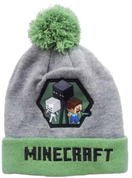 Fashion UK Minecraft Creeper Kinder Wintermütze mit Bommel Jungen Mädchen Beanie Strickmütze 52 54