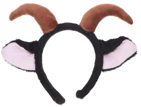 Garneck Plüsch Schafohren Haarreif mit Ziegenhörnern Elastisches Stirnband Leichtes Kostüm Accessoire für Erwachsene Geeignet für Halloween Karneval und Partys