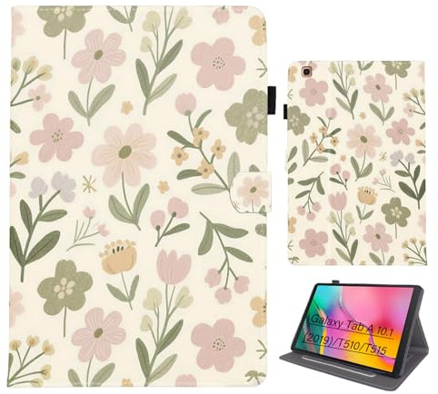 Bemoloon Tablet Funda para Samsung Galaxy Tab A 10.1 (2019) en Cuero PU - Colores Vibrantes & Diseños Elegantes, Hierba Amarilla