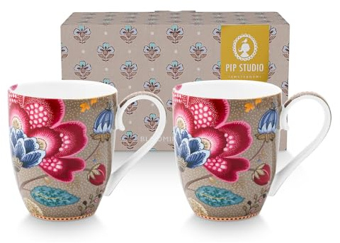 Pip Studio Blooming Tales Fantasy Khaki Henkelbecher XL 0,45l Set2