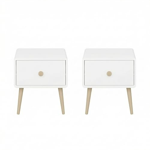 ebuy24 Kommode Gaia Nachttisch 2 STK mit 1 Schublade Weiß MDF 42x44x40 cm Möbel Design Home Einrichtung