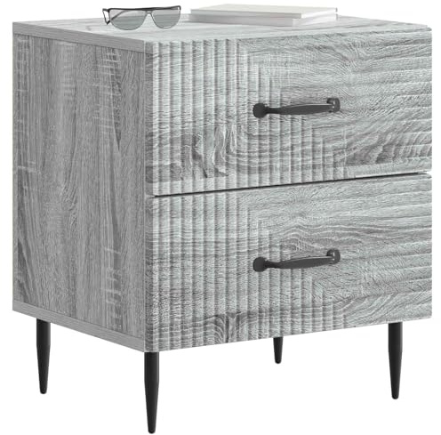 vidaXL Nachttisch Graues Sonoma 43 x 34,5 x 47,5 cm Holzwerkstoff, Geräumiger Nachttisch, Vintage Bettseite, schicke Box für Schlafzimmer, Holz-Design zum Organisieren