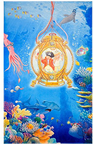 Capt'n Sharky Kinderteppich Weich und Soft, Teppich Tauchboot Unterwasser 100x160 cm in Rechteck Farbe Blau, Kinderzimmer Teppich Öko-Tex Zertifiziert, Bildmotiv für Jungen