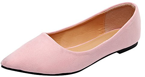Jamron Womens Pointed Toe Ballerinas Lightweight Flat Pumps Pink SN02722 UK7.5