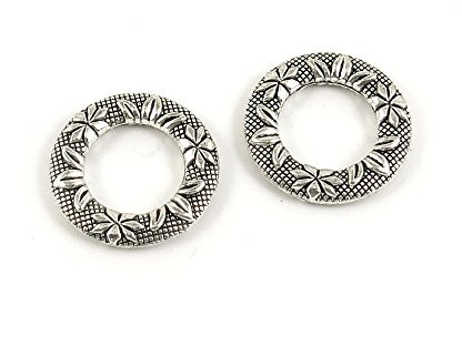 Schmuckanhänger R05033, antiker Silberton, Muster, Kreis, Rettungsring, Basteln, Kunst, Basteln, Perlen, 40 Stück