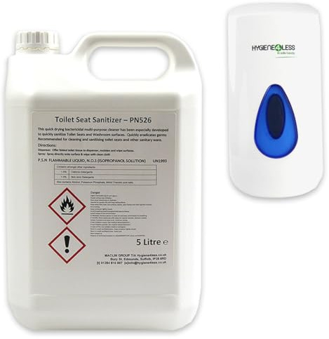 Toilet Seat Sanitiser Fluid 5L Plus 1x 400ml Sanitiser Dispenser