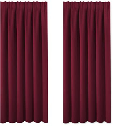 BellaHills Decorative Curtain Panels - 72 Inch Drop Thermal Insulated Window Treatment Curtain for Room Darkening Pencil Pleat Drapes, 1 Pair, Wide 90 inch by Long 72 inch, Burgundy Red