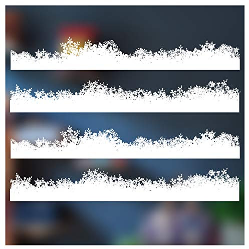 Weihnachtsdeko Weihnachten Fensterdeko – Weihnachtsdeko Fenster – Fenster Deko - Weihnachten – Winter – Flockiger Schnee und Frost Fenster Bordüre - Fenster-Sticker - 4 Meter