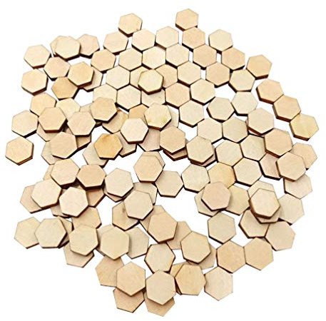 HEALLILY 200 stück 10/12 5mm sechseckige stücke holzschmuck holzscheiben scheiben Ornamente verschönerung DIY Handwerk Dekorationen für Hochzeit