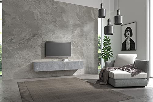 Wuun® 160cm/ Front Beton (Korpus Perl-Matt-Grau)/8 Größen/6 Farben/TV Lowboard TV Board hängend Hängeschrank Wohnwand/Somero